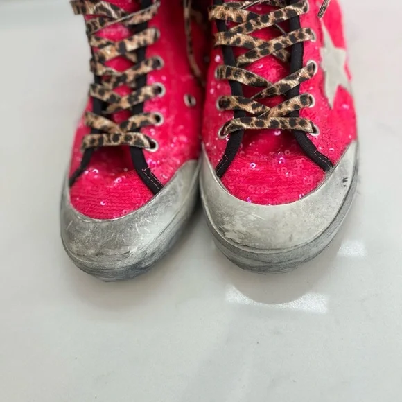 GOLDEN GOOSE Francy High Top Chuck Style Pink Sparkles Size 39 IT 9 US RARE - Picture 7 of 11